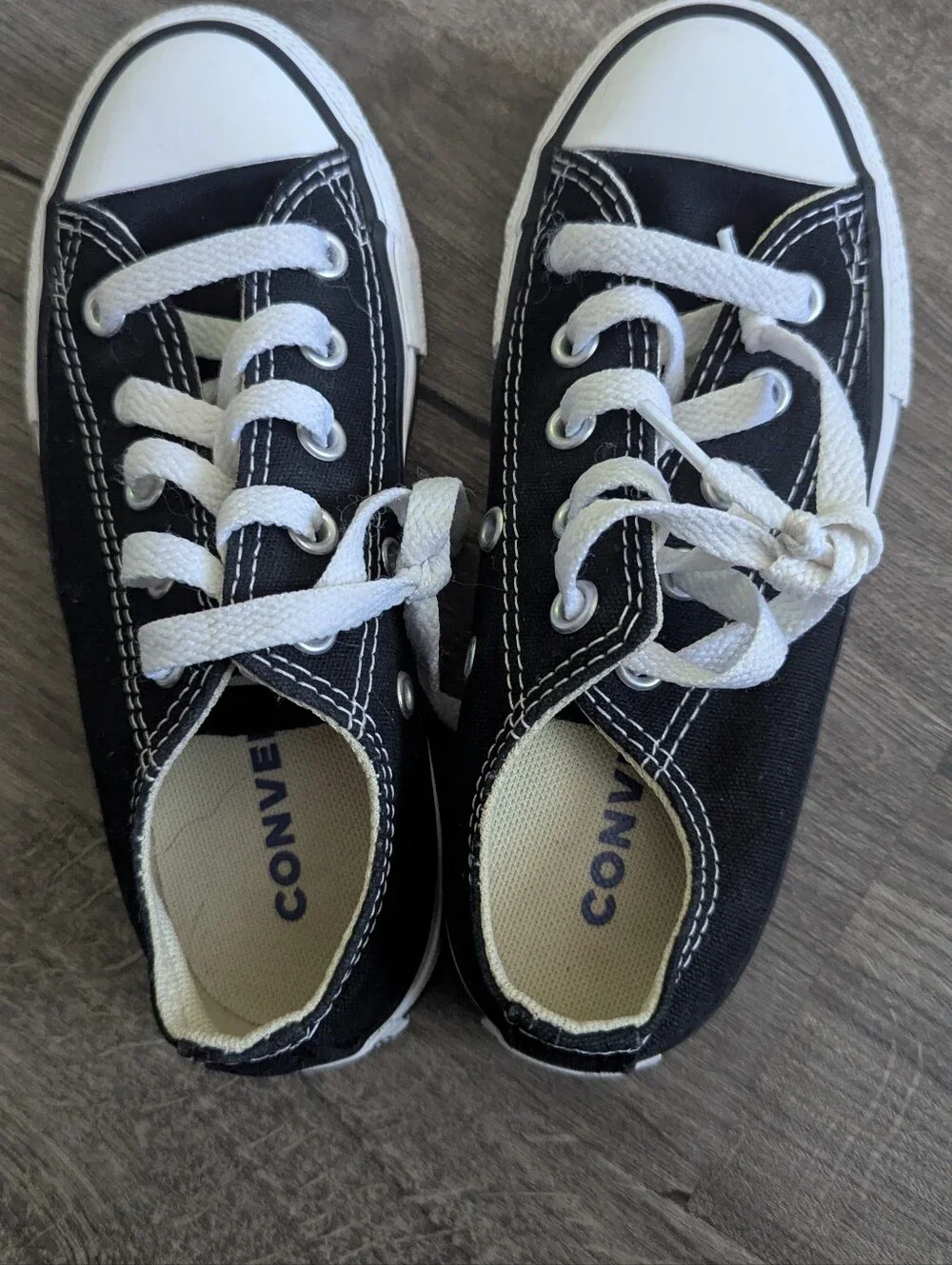 Converse Black Canvas Kids Sneakers with White Accents